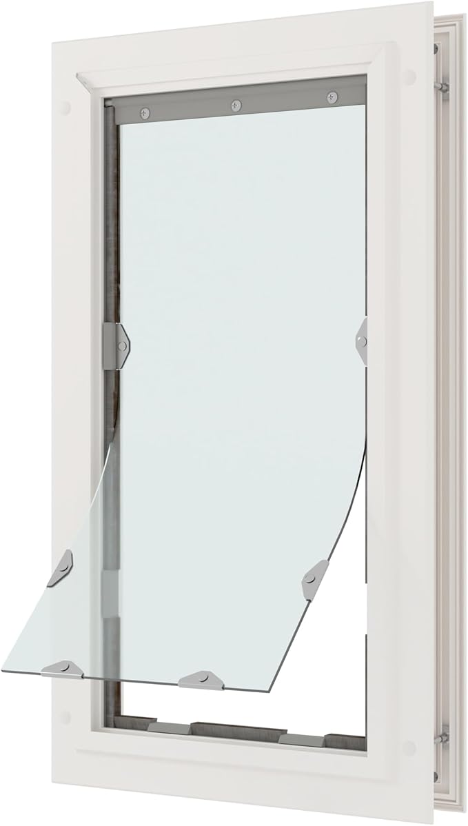 Liberty Pet Door for Doors | Clear Vinyl Dog & Cat Flap for Interior & Exterior Doors | Durable Rust-Free Aluminum Frame | White, Small, Single Flap