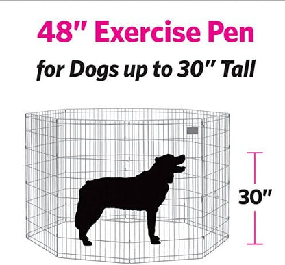 New World by MidWest Homes for Pets 48-Inch Exercise Pen, for Indoor and Outdoor use, 16 Sq Feet of Play, Folding Dog Pen, No Door Design for Maximum Security, Easy to Set Up, Foldable Pet Playpen