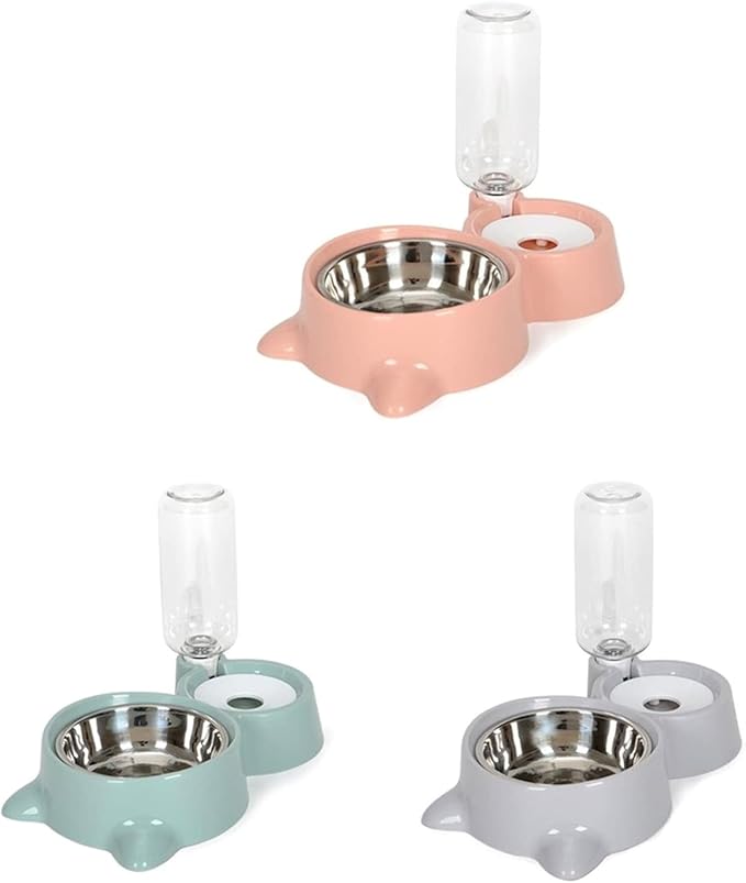 Dog Feeder Water Bowls Set Stainless Steel Bowl Water Dish Automatic Water Bottle Dispenser Easy to Clean Pet Automatic Feeder and Waterer Dog Water Bowl Dispenser Set, Blue