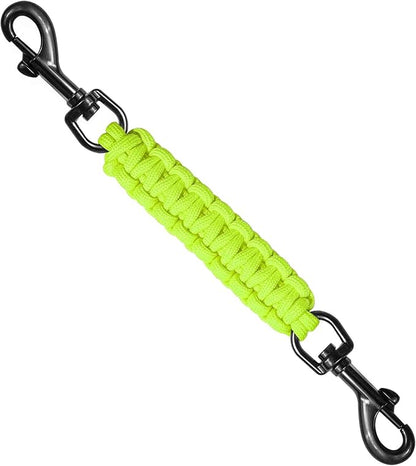 Dog Collar Safety Clip, Collar Companion, Handmade Backup Safety Strap, Double-Ended Clip Leash Connector, Suitable for Dog Harnesses, Prong, Pinch Collars (Fluoro Green, 1 Pack)