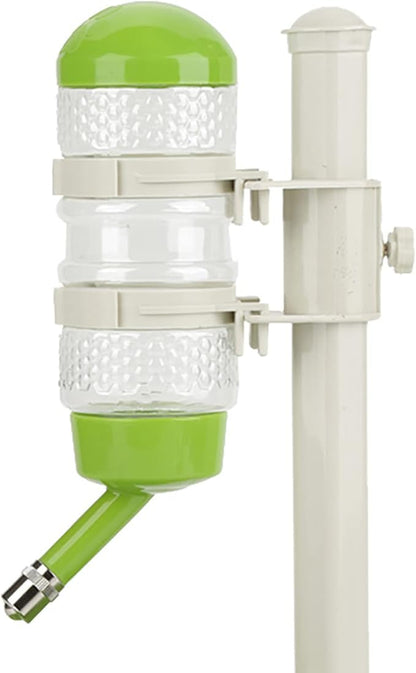 Adjustable Dog Bowl Feeder, Food Grade Plastic Pet Drinking Water Bottle and Food Dish Set with Adjustable Height, for Small Medium Large Dogs (Green)