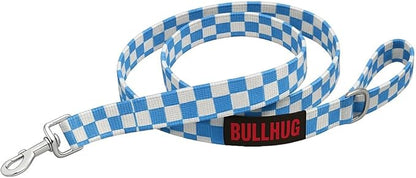 BULLHUG 6 FT Bulldog Leash with Padded Handle. Perfect for Bulldogs, French Bulldogs, Pugs & All Breeds. Leashes for Walking, Training Lead for Bulldogs (Blue Checkers)