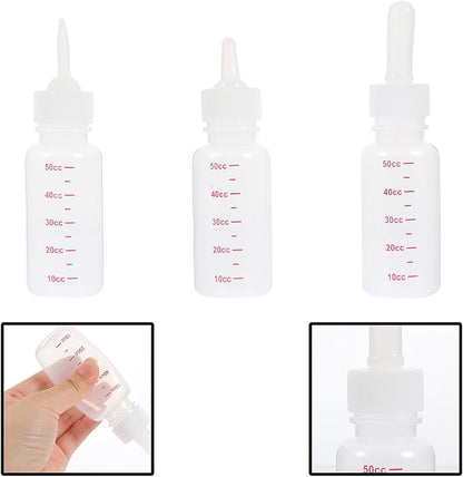 Luxshiny 3Pcs Small Portable Pet Nurser Bottles Scale Milk Feeding Bottles with Elastic Nipples for Kittens Puppies Newborn Animals Safe Odorless Material
