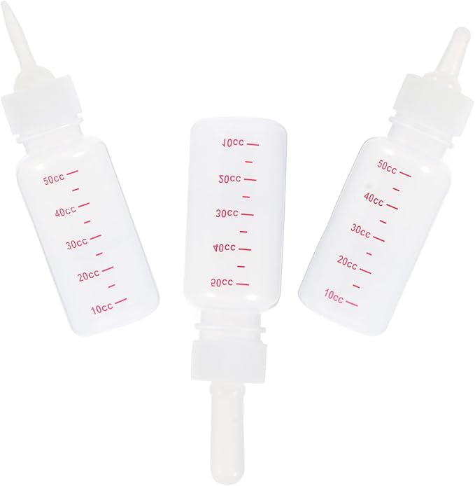 POPETPOP 3Pcs Portable PET Nursing Bottles Plastic Scale Milk Bottle Set for Small Animals for Kittens Puppies and Rabbits Replacement Nipples