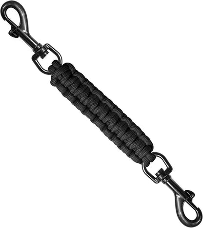 Dog Collar Safety Clip, Collar Companion, Handmade Backup Safety Strap, Double-Ended Clip Leash Connector, Suitable for Dog Harnesses, Prong, Pinch Collars (Black, 1 Pack)