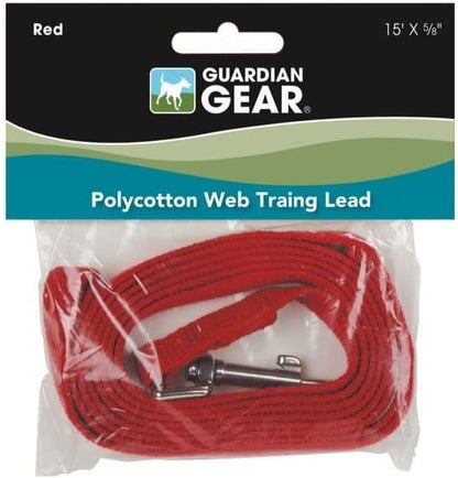 Guardian Gear Cotton Web Dog Training Lead 15'x5/8", Red