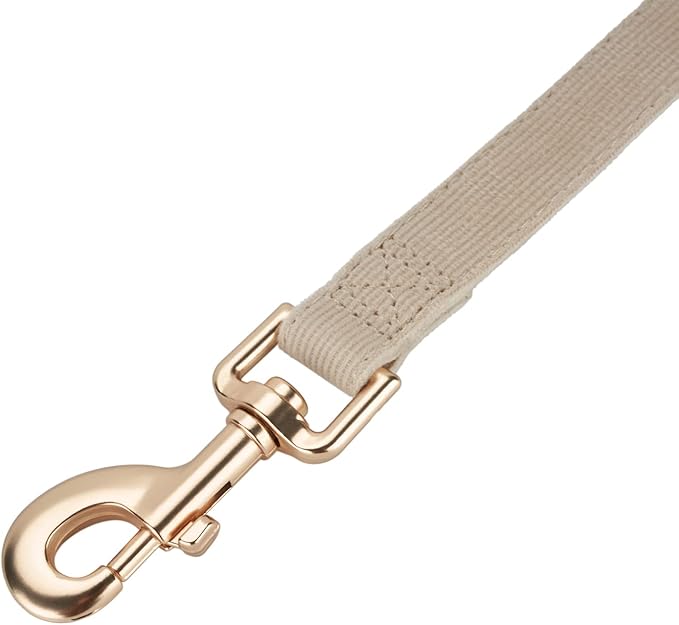 Soft Cotton Dog Leash, 5 Ft Heavy Duty Corduroy Dog Leashes with Gold Metal Hook for Small Medium Large Dogs,Small,White