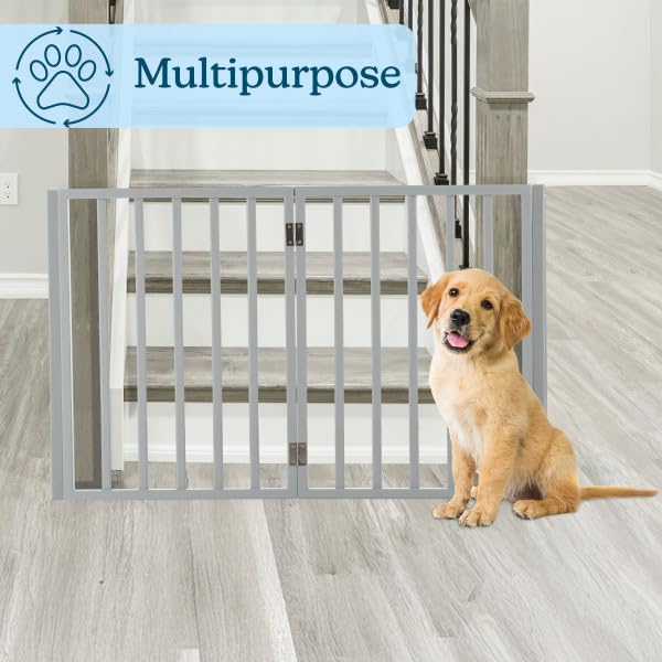 PETMAKER 4-Step Foldable Dog & Cat Stairs for Beds, Couches, Cars – Portable Indoor Outdoor Pet Steps for Small Dogs, Puppies, Kittens & Senior Pets, Lightweight Design, Carpeted Pads (Gray)