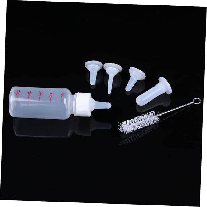 Toddmomy Pet Nursing Bottle Set for Dog Cat Kitten Formula Feeding Bottle Puppy Milk Feeder Replacement Nipple Cleaning Brush Included
