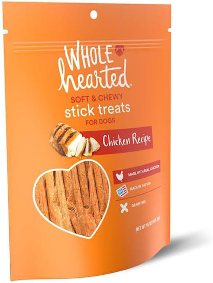 WholeHearted Grain Free Soft and Chewy Chicken Recipe Dog Stick Treats 16 oz