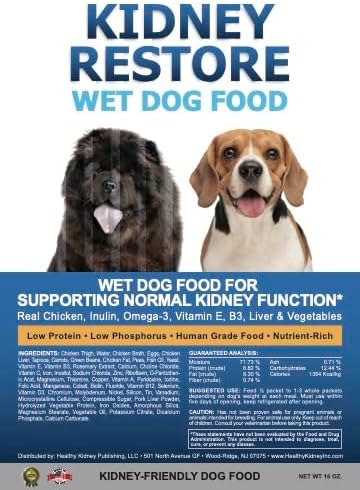 Non-Prescription Kidney Care Dog Food for Renal Support - Low Sodium Diet for Healthy Kidneys, Low Phosphorus Renal Food, Super Nutrients Make This Best Kidney Diet, Freshly Made in USA - 16 Ounce