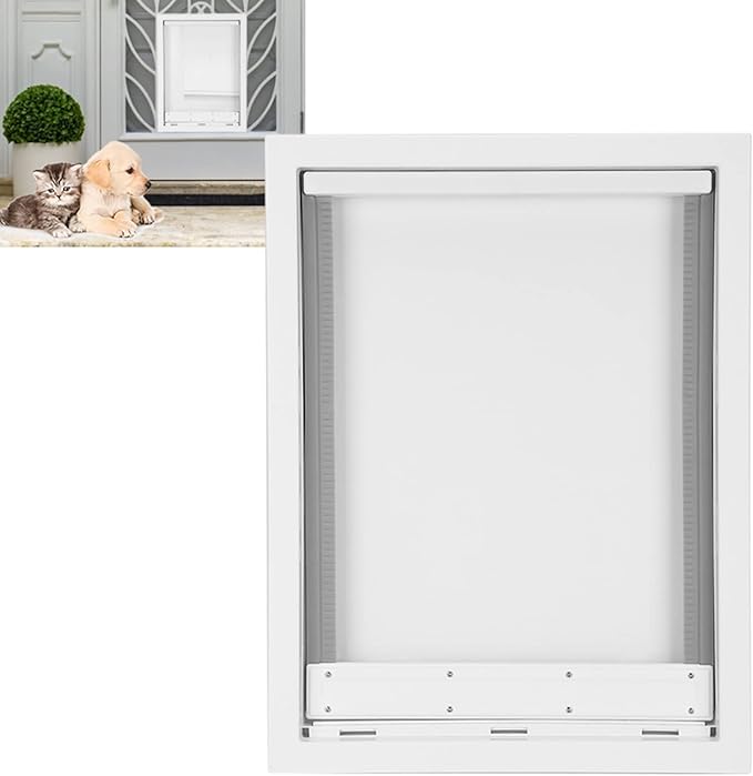 Haofy Large Pet Door for Big Dogs Easy Installation Wall Mounted Dog Door with Automatic Close Magnet Detachable Locking Panel for Secure Pet Entry Exit for House Garage Fence Indoor (White)