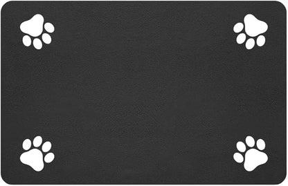 Pet Feeding Mat-Absorbent Pet Placemat for Food and Water Bowl, with Waterproof Rubber Backing, Quick Dry Water Dispenser Mat for Dog and Cat (27"x17", Black)