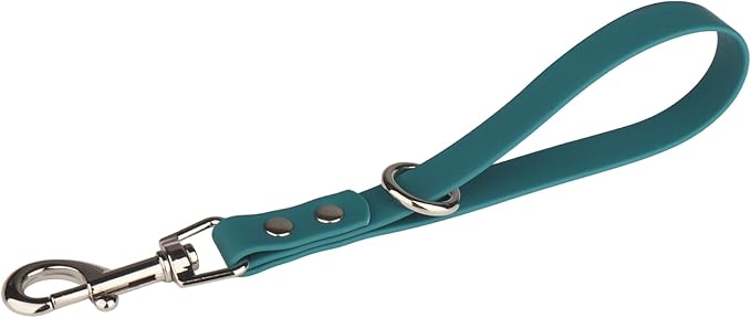 Short Dog Leash - 9 Inch Dogs Lead Grab Tab Heavy Duty Waterproof PVC Dog Training Traffic Leashes for Safety Control Behavior Correction Hiking Backup & All Breeds(Tea Green, 9'')