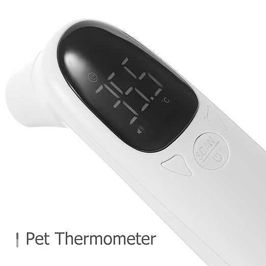 Veemoon Non-Contact Rechargeable Pet Ear Thermometer for Cats and Dogs Accurate Flexible Sensor with LED Display Suitable for Farm Animals Puppies and Pets