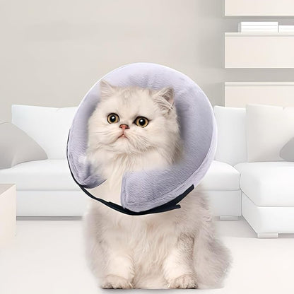 PAWRELIEF Soft Inflatable Dog Cat Cone Collar – Pet Recovery & Protective Dog Neck Collar for Medium Dogs Cats to Prevent Scratching, Licking (Grey, Medium)
