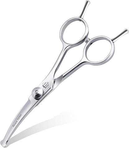 Dog Grooming Scissors: 4.75" Pet Curved Shears Made of Advanced JP440C Stainless Steel Alloy for Trimming Dogs Cats and Other Pets Face and Paws