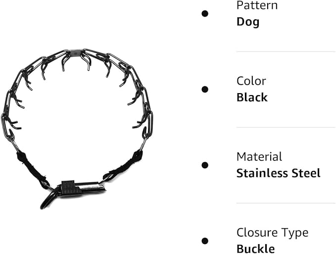 Herm Sprenger Black Stainless Steel Prong Dog Training Collar with Quick Release Buckle No-Pull Collar for Dogs (Black, 16in x 2.25mm (Neck Size Up to 13in))