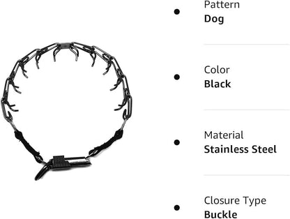 Herm Sprenger Black Stainless Steel Prong Dog Training Collar with Quick Release Buckle No-Pull Collar for Dogs (Black, 16in x 2.25mm (Neck Size Up to 13in))