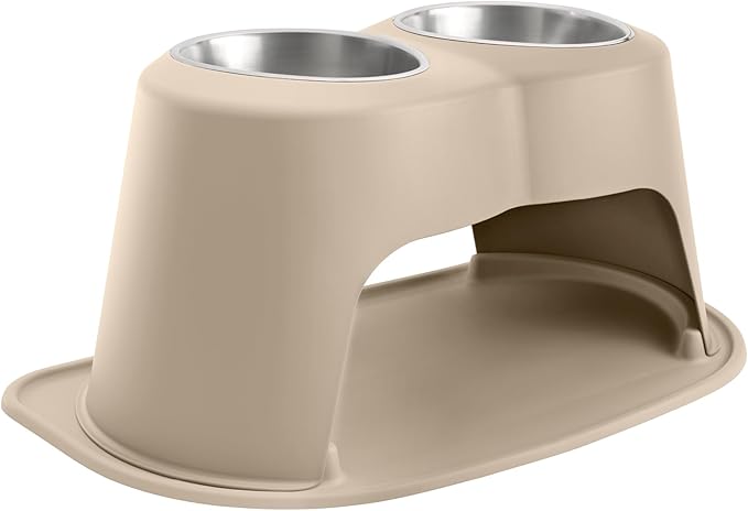 WeatherTech Double High Pet Feeding System - Elevated Dog/Cat Bowls - 14 inch High Tan (DHC9614TNTN)