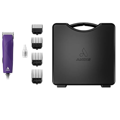 Andis 24820 EasyClip Professional-Animal 7-Piece Detachable Ceramic Blade Clipper Kit, Frustration Free Packaging, Purple