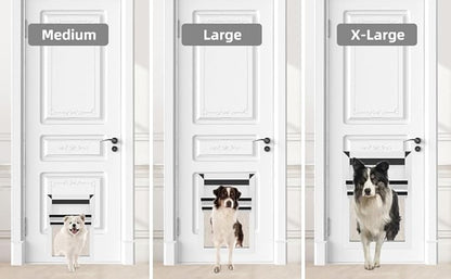 Rescumascer Aluminum XL Dog Door for Door, Dog Door with Two Sliding Lock Panels for Extreme Weather, Pet Door for Dogs up to 220lbs