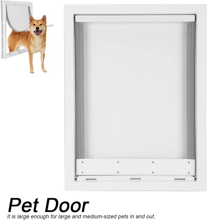 Large Pet Door for Dogs Easy Installation Wall Entry Dog Fence for Large and Mediumsized Pets with Magnetic Flap for Home Use, White, 19.7x14.0x2.2 (White)