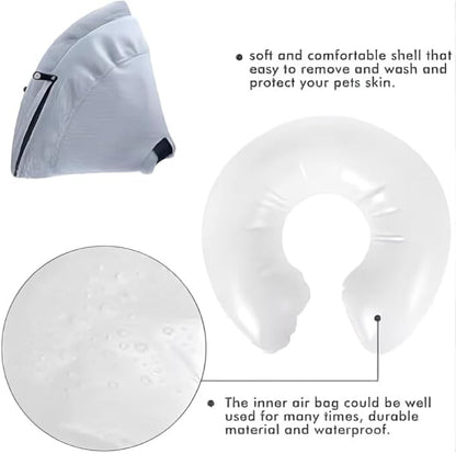 PAWRELIEF Soft Inflatable Dog Cat Cone Collar – Pet Recovery & Protective Dog Neck Collar for Small Dogs Cats to Prevent Scratching, Licking (Gray, Small)