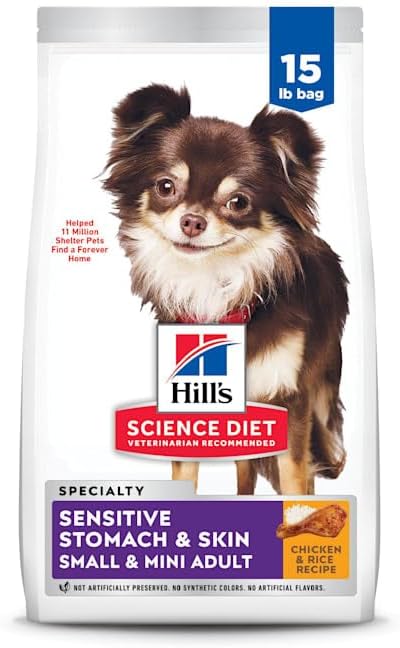 Hill's Science Diet Adult Sensitive Stomach & Skin Small & Mini Dry Dog Food, Chicken, 15 lb. Bag (Updated Formula)