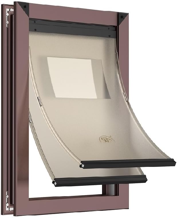 Rescumascer Aluminum Medium Dog Door for Door, Doggie Door with Two Sliding Lock Panels for Extreme weathter, Dog Door for Medium Dogs up to 30lbs
