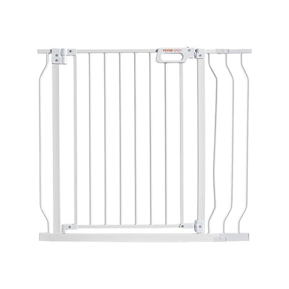 VEVOR Baby Gate, 29.5-37 in Adjustable Width, 30in High Dog Gate, Easy Step Walk Thru, Auto Close, Child Pet Security, with Pressure Mount Kit and Wall Mount Kit, for Stairs Doorways and House, White