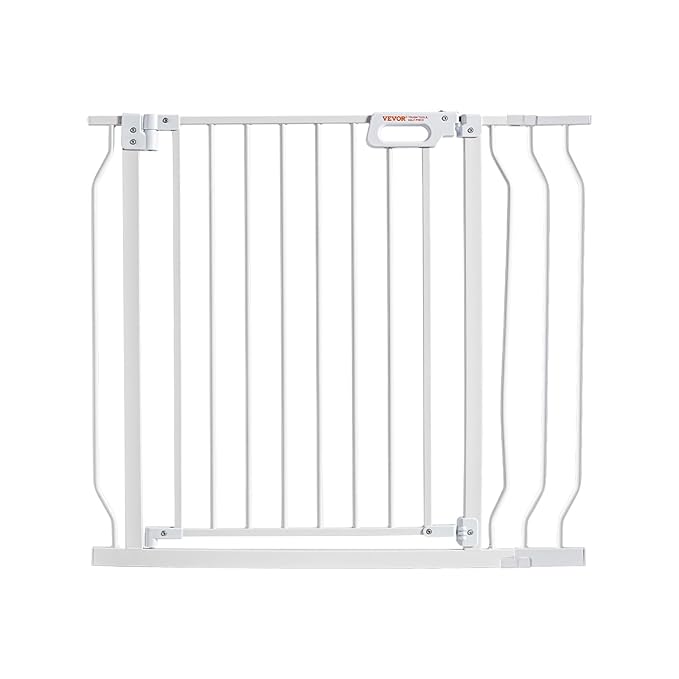 VEVOR Baby Gate, 29.5-37 in Adjustable Width, 30in High Dog Gate, Easy Step Walk Thru, Auto Close, Child Pet Security, with Pressure Mount Kit and Wall Mount Kit, for Stairs Doorways and House, White