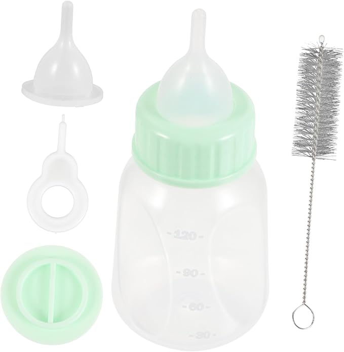 Pet Nursing Feeder Bottle Set for Newborn Puppies Kittens Hamsters Leak- Ergonomic Anti-wear Small Animal Feeding Kit with Soft Nipple for Safe Milk Feeding and Easy Cleaning