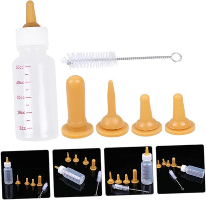 1Set Pet Nursing Bottle Kit Small Puppy Kitten Feeding with Nipples Portable Food Grade Milk Feeder for Newborn Animals Durable Lightweight