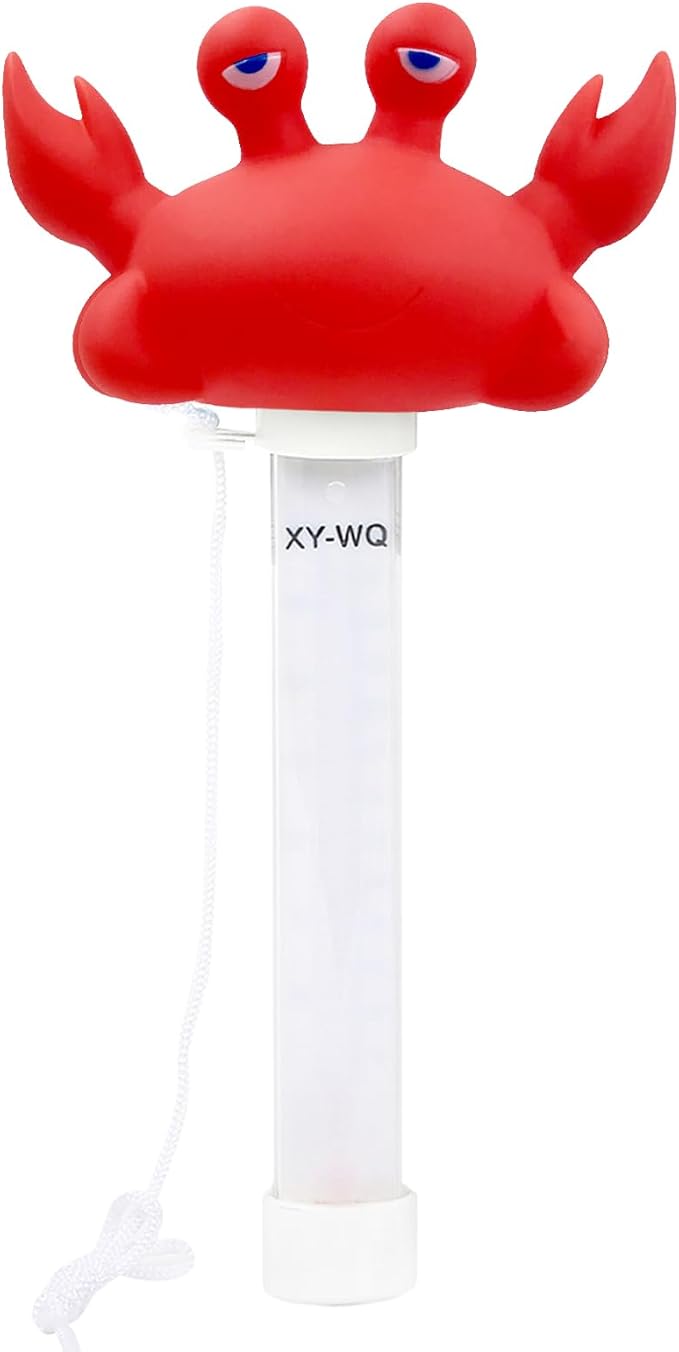 XY-WQ Floating Pool Thermometer, Large Size Easy Read for Water Temperature with String - Swimming Pools, Spas, Hot Tubs, Ponds (Crab)