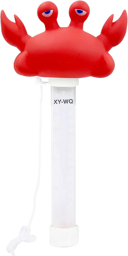 XY-WQ Floating Pool Thermometer, Large Size Easy Read for Water Temperature with String - Swimming Pools, Spas, Hot Tubs, Ponds (Crab)