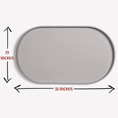 DogBuddy Dog Food Mat - Waterproof Dog Bowl Mat, Silicone Pet Mat for Food and Water Bowls, Nonslip Pet Feeding Mat with Edges, Dogs Food Mats for Floors, Puppy Supplies (XXL: 32" x 19", Dove)