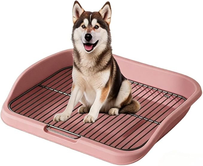 Mesh Dog Potty Tray Removable Stable Structure - Indoor Puppy Training Toilet Pee Pad Holder for Small & Medium Dogs(Pink)
