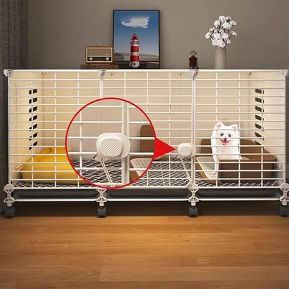 Dog Crate Furniture | 43" XL Dog Cage Furniture | Puppy Crate House with Wheels Tray & Drawer Storage | Metal Indoor Fencing Kennel House | Lockable Dogs Play Pen Cage for Medium Large Dogs