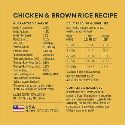 Instinct RawBoost, Natural Dry Dog Food with FreshDried Raw, Whole Grain Recipe - Real Chicken & Brown Rice, 3.5 lb. Bag