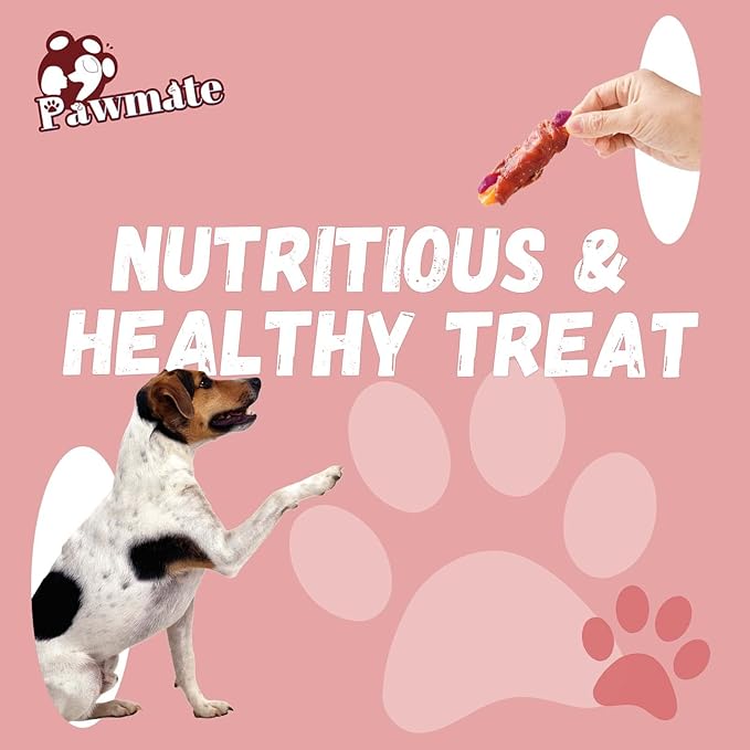 Pawmate Duck Double Purple Sweet Potato Wraps Dog Treats, Healthy Low Fat Dog Jerky High Protein for Training Treats Snacks, Chewy for Small Medium Large Dogs 12-15 Counts