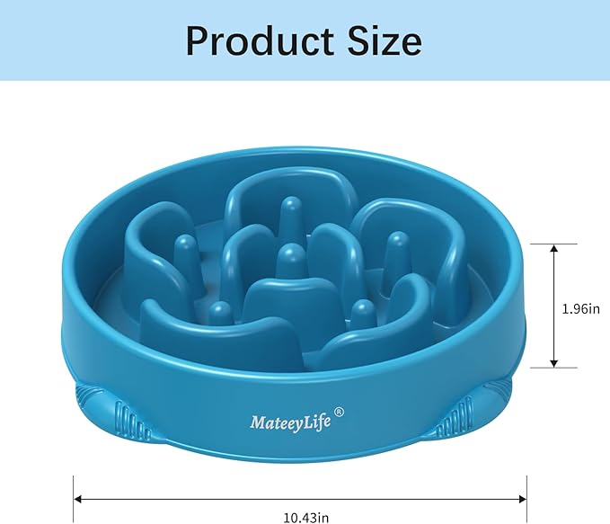 MateeyLife Large Slow Feeder Dog Bowls 2PCS, Anti-Choking Puzzle Dog Food Bowls, Anti-Slip Interactive Feeding Slow Down Eating, Bloat Stop Maze Dishes for Large Breeds 4 Cups Purple&DarkBlue