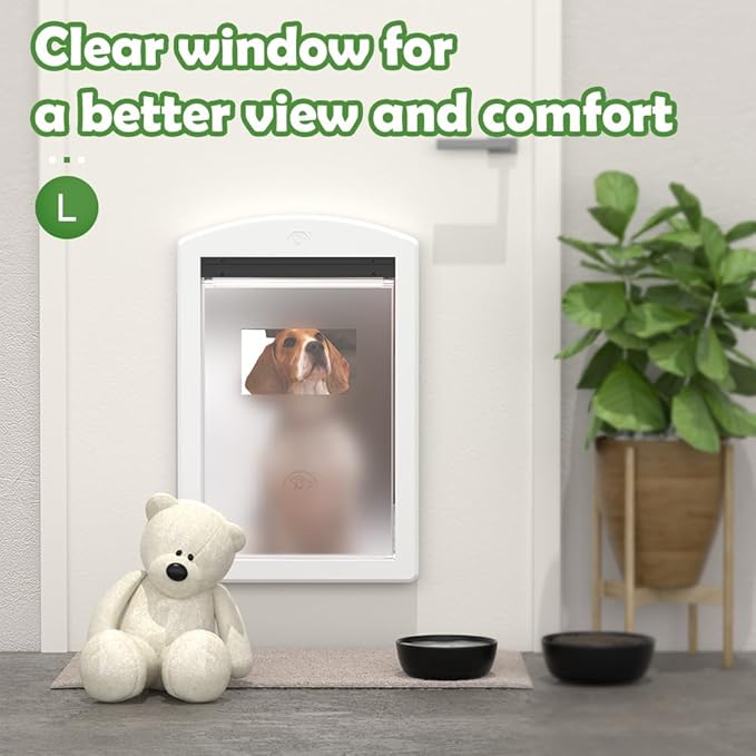 Large Dog Door for Door, UpgradeThicken, Suitable for Dogs Up to 100lbs, Doggy Door with Sliding Lock Panel and Magnetic Flap for Interior and Exterior Doors