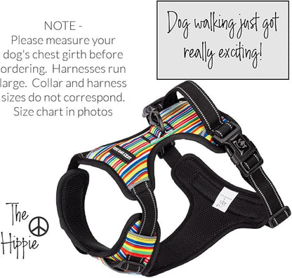 Lucky Love Dog No Pull Dog Harness, Adjustable and Easy to Walk, Cute Patterned Harness for Large Male & Female Dogs - Hippie, Large