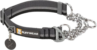 Ruffwear, Chain Reaction Dog Collar, Adjustable Reflective Martingale Escape-Proof Collar with Stainless Steel Chain, Professional Training Control, Basalt Gray, 11"-14"