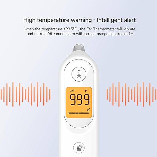 yuwell Digital Thermometer for Adults and Kids | Medical Graded Ear Thermometer, Baby and Kid Friendly | Measurement in Seconds, High Temperature Alert, Large Display, 7 Reading Storage