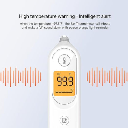 yuwell Digital Thermometer for Adults and Kids | Medical Graded Ear Thermometer, Baby and Kid Friendly | Measurement in Seconds, High Temperature Alert, Large Display, 7 Reading Storage