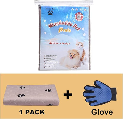 Washable Dog Pee Pads with Puppy Grooming Gloves,Puppy Pads,Reusable Pet Training Pads,Large Dog Pee Pad,Waterproof Pet Pads for Dog Bed Mat,Super Absorbing Whelping Pads