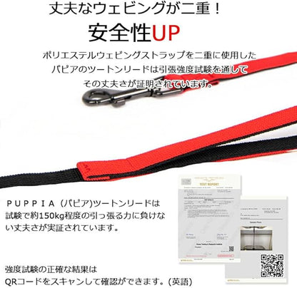 Puppia Two Tone Dog Lead Strong Durable Comfortable Grip Walking Training Leash for Small & Medium Dog, LT.Grey, Small