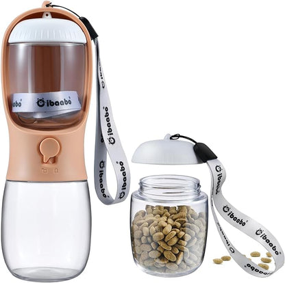 Cibaabo Dog Water Bottle with Food Container, Travel Puppy Water Bowl, Portable Pet Dispenser, Dog Stuff Accessories Items, Puppy Essentials Necessities for Yorkie Chihuahua Cat Walking and Hiking